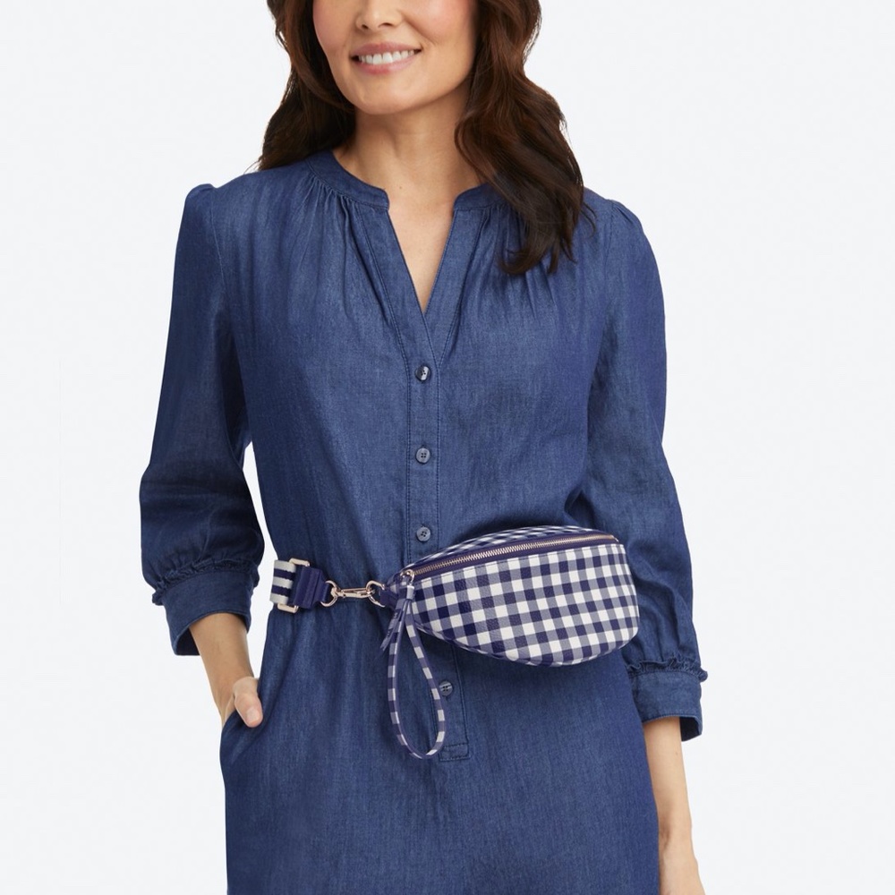 NWOT - Draper James -  Navy Gingham Leather